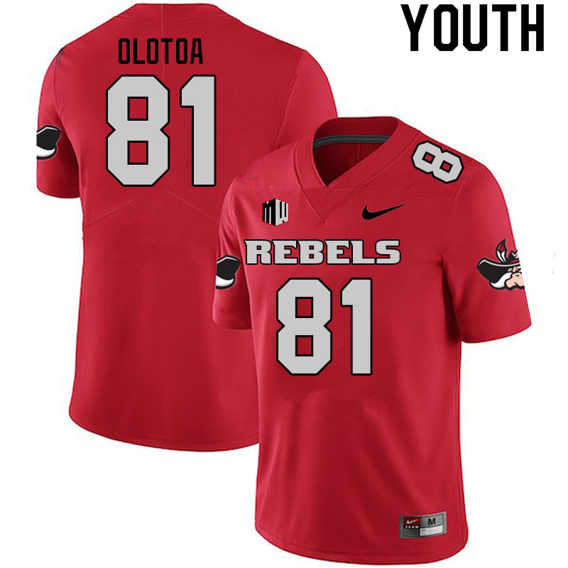 Youth #81 Kue Olotoa UNLV Rebels College Football Jerseys Sale-Scarlet - Click Image to Close